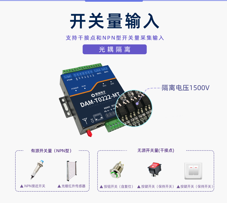 云平台 DAM-T0222-MT 工业级数采控制器开关量输入