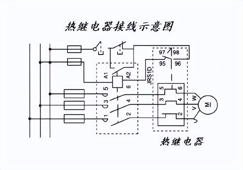 热继电器接线示意图