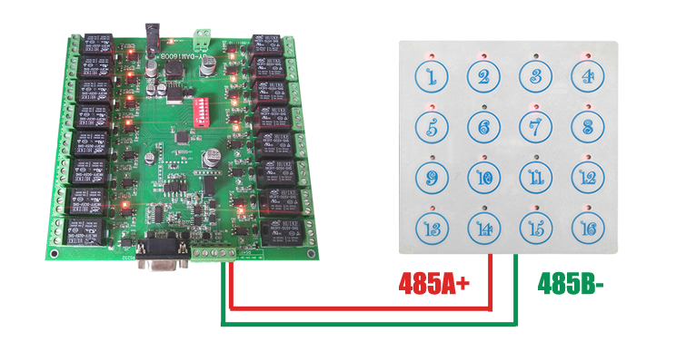 16路按键板485通讯接线