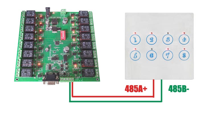 8路按键板485通讯接线