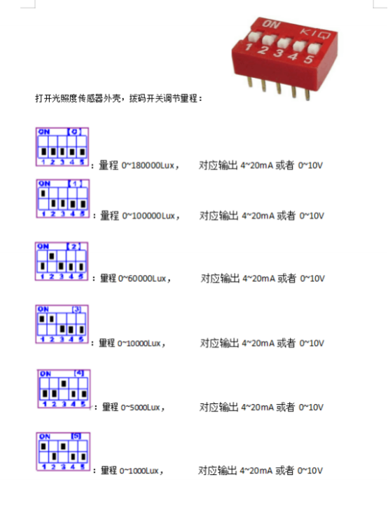 光照传感器量程调整