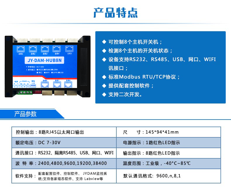 DAM-HUB8N 工业级I/O模块产品特点