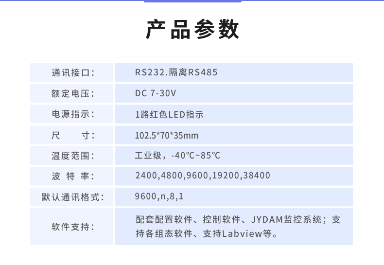 DAM-0800DI-YD 工业级I/O模块产品参数
