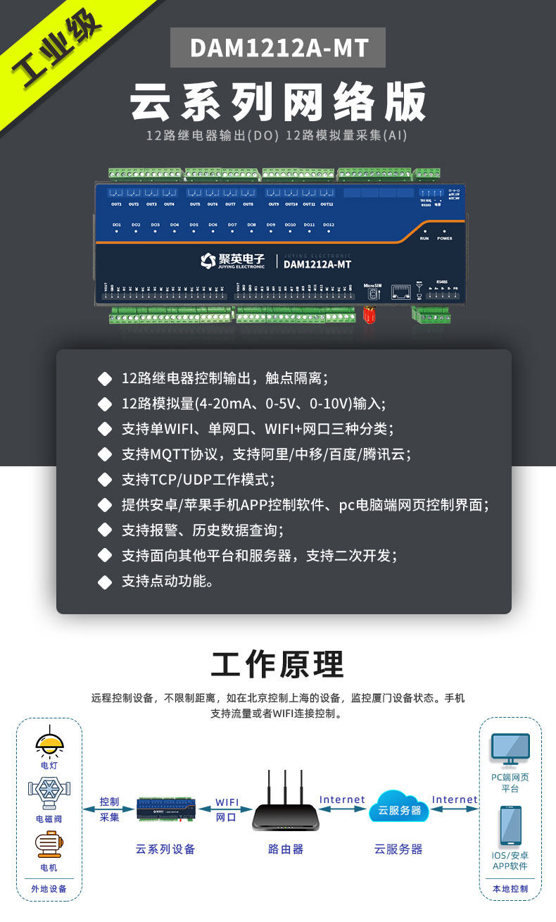 云平台 DAM1212A-MT 网络版 远程智能数采控制器