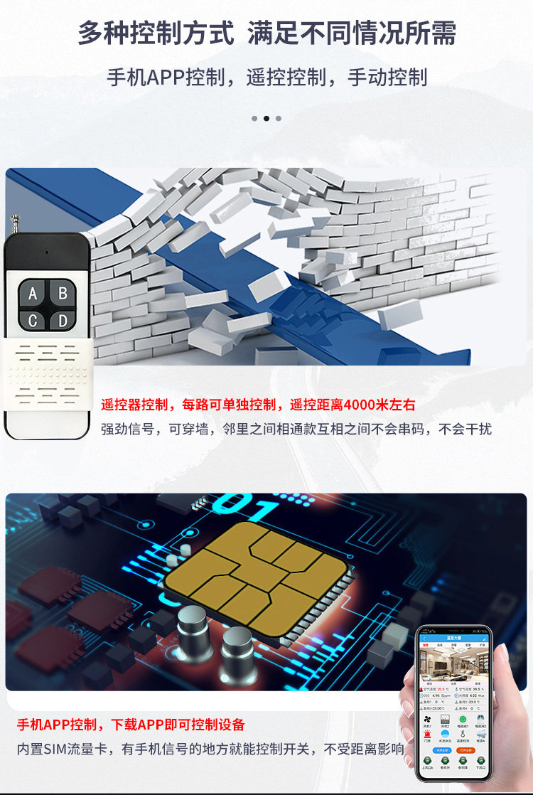 gprs无线遥控模块 GPRS手机远程开关多种控制模式