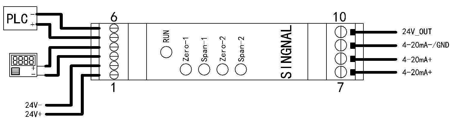 DIN101-V2ITRS 信号隔离模块接线示意图