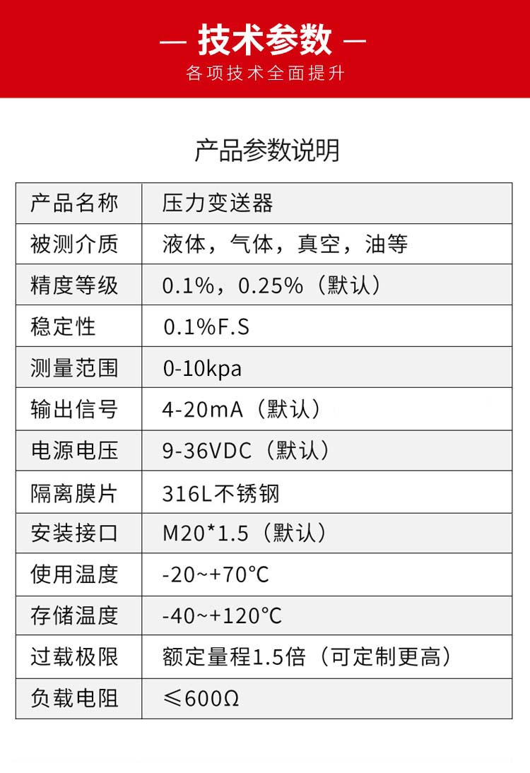 压力传感器参数 压力传感器参数